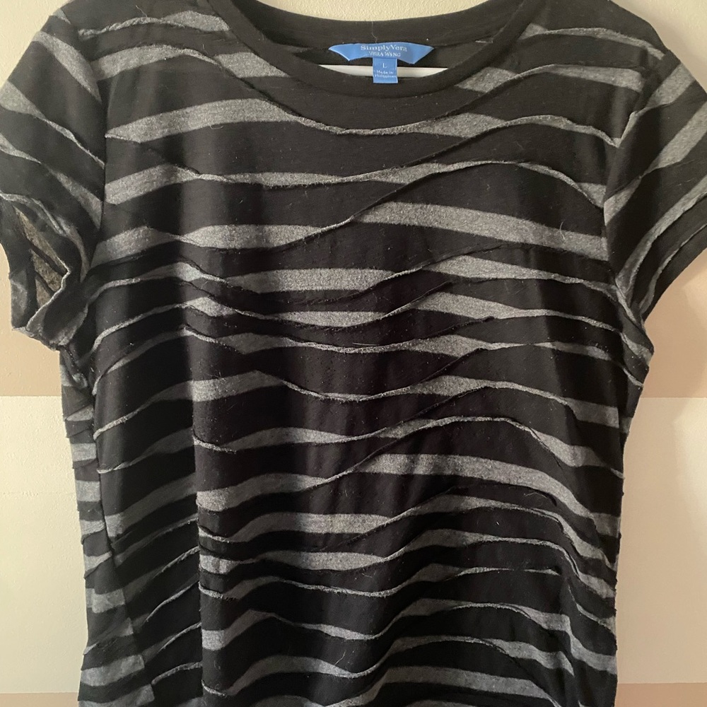 Gray and black shirt sleeve top